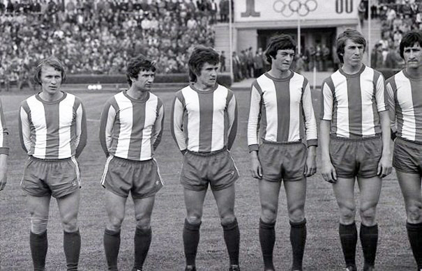 Примерно 1980 год. Слева направо: Карлов, Жилин, Коробочка, Сыроватский, Туховский, Лущенко